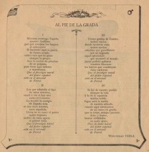 Poesía Al pie de la grada de Wenceslao Veiga