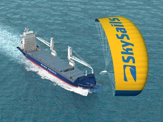 Figura 1: Buque propulsado por cometa (Fuente: SkySails)