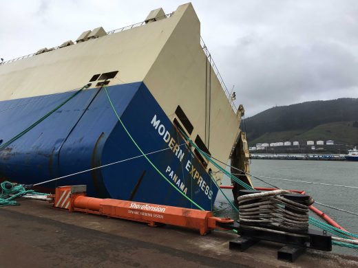 Figura 1: Buque “MODERN EXPRESS” en el puerto de Bilbao tras seis días a la deriva por el Cantábrico en el año 2016 (Fuente: Blog EXPONAV)