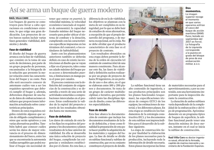 Artículo publicado en La Voz de Galicia el 14/06/25: Así se arma un buque de guerra moderno