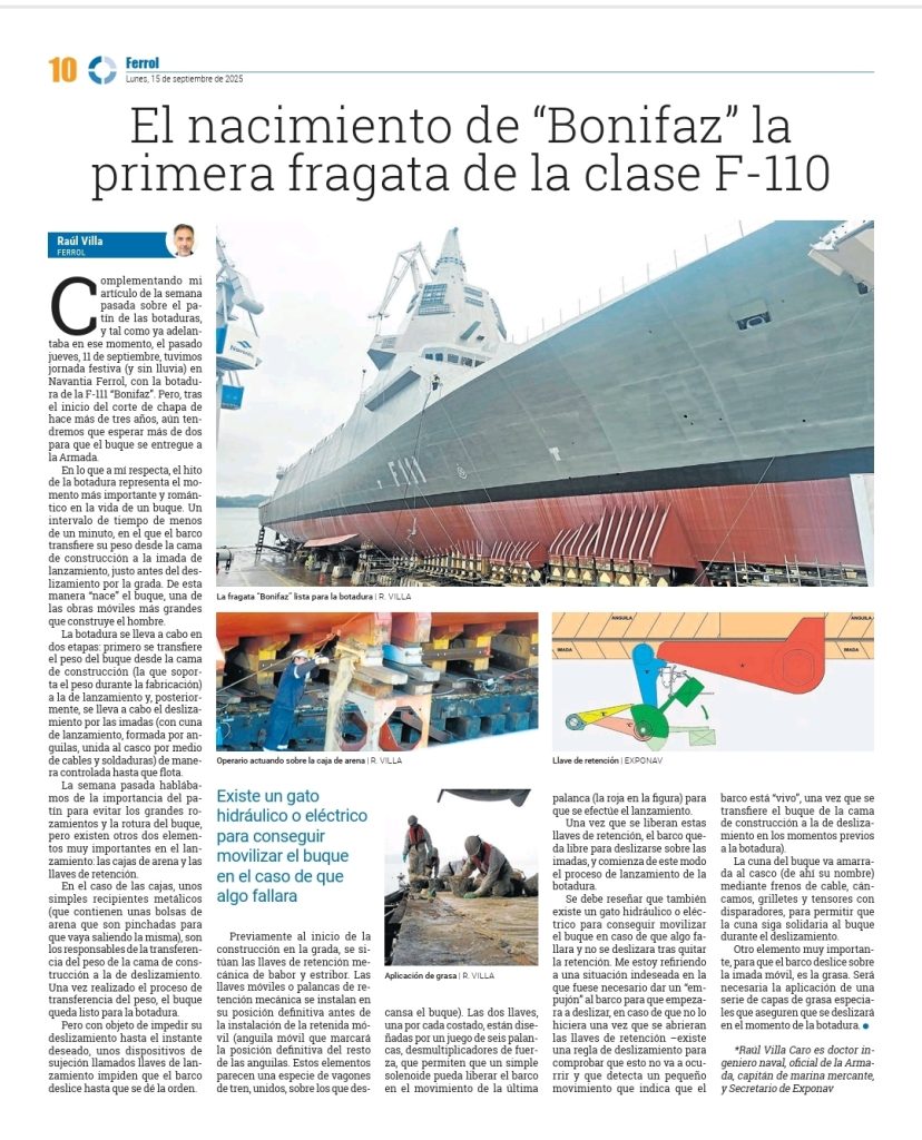 Diario de Ferrol: 15/09/25: El nacimiento de "Bonifaz" la primera fragata de la clase F-110
