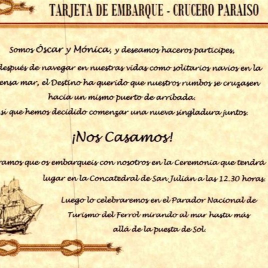 Tarjeta de embarque al desconocido crucero Paraíso